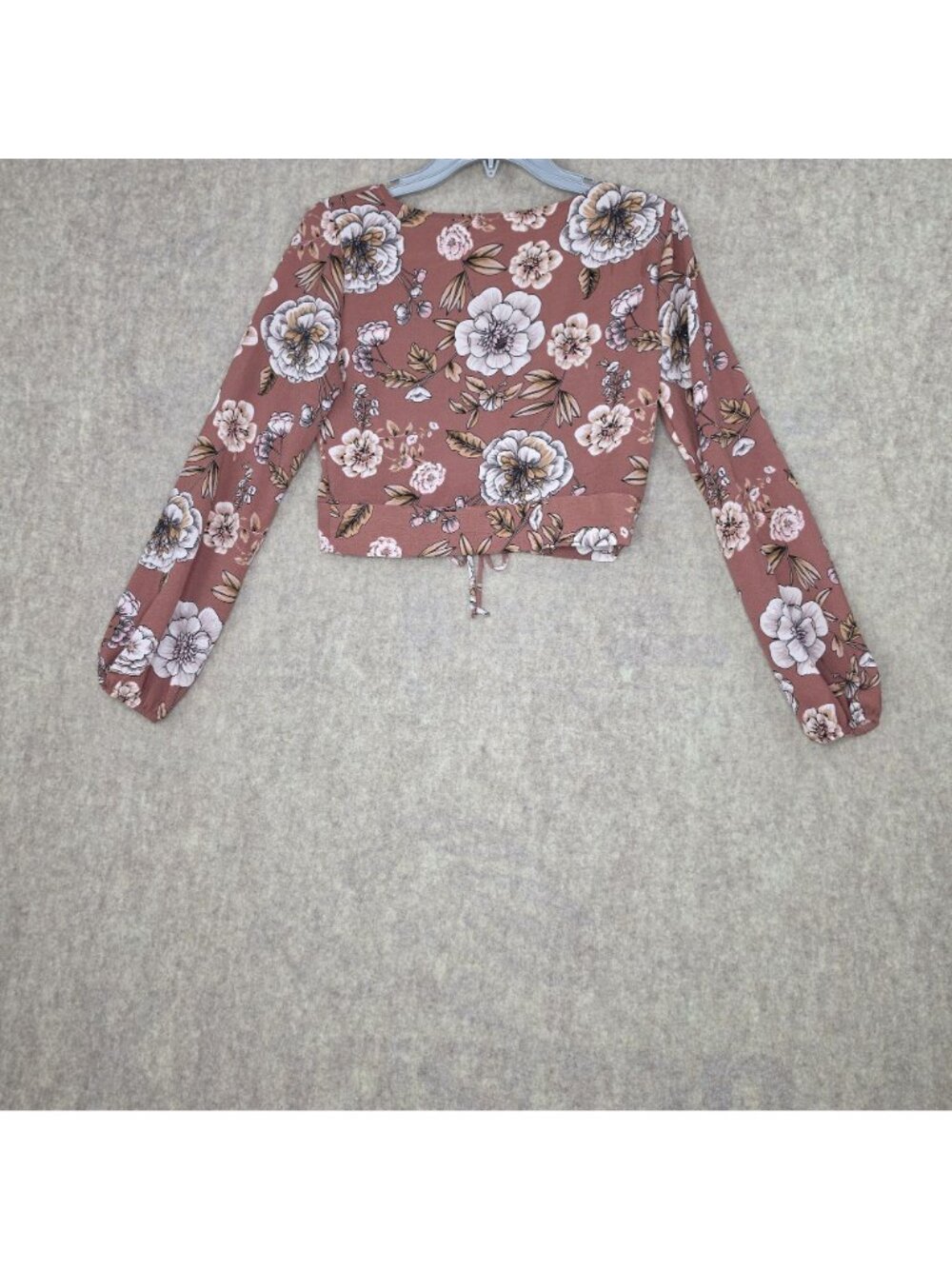 Polly & Esther Womens Floral Long Sleeve Blouse Pink/White/Brown Size Small - Picture 2 of 5